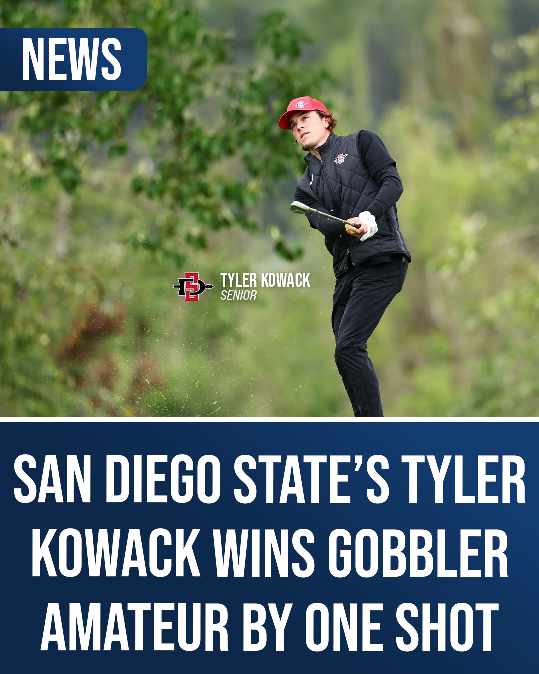 San Diego State senior Tyler Kowack follows through on a shot during tournament play, used for CGN’s coverage of his Gobbler Amateur victory.