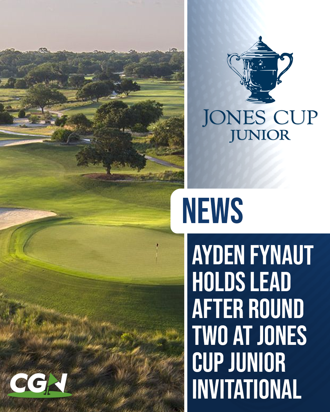 Aerial view of the Seaside Golf Course on St Simons Island during the Jones Cup Junior Invitational, where Ayden Fynaut holds the lead after round two.