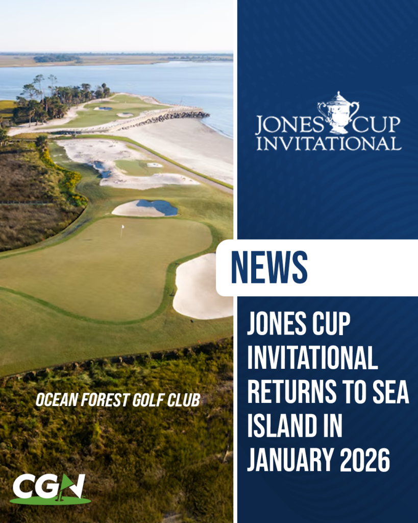 Aerial view of Ocean Forest Golf Club at Sea Island as the host site for the 2026 Jones Cup Invitational in January.