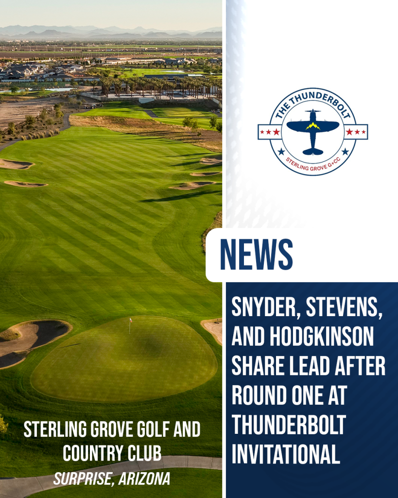 Aerial view of Sterling Grove Golf and Country Club in Surprise, Arizona during the opening round of the Thunderbolt Invitational.