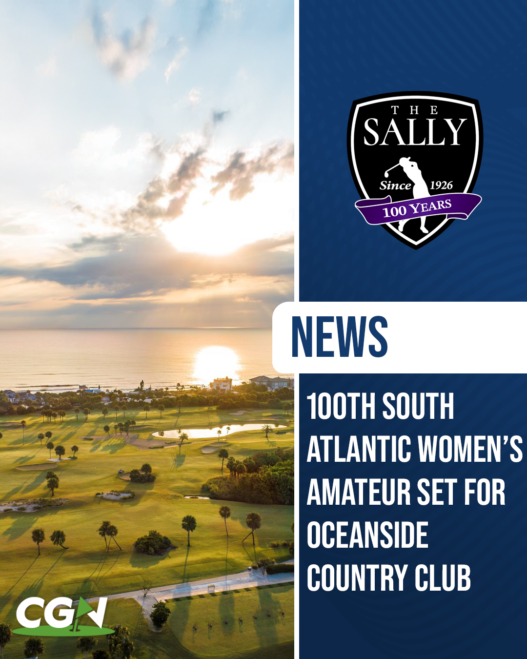 Sunset aerial view of Oceanside Country Club in Ormond Beach Florida as the 100th South Atlantic Women’s Amateur Championship is set to be contested