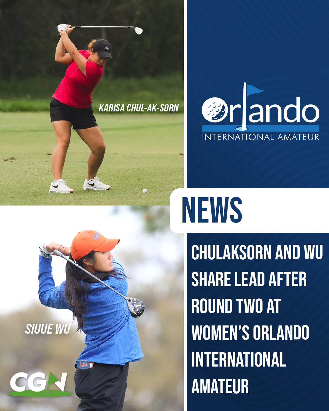 Karisa Chulaksorn of Iowa State and Siuue Wu of Florida competing during round two of the Women’s Orlando International Amateur at Mission Resort and Club