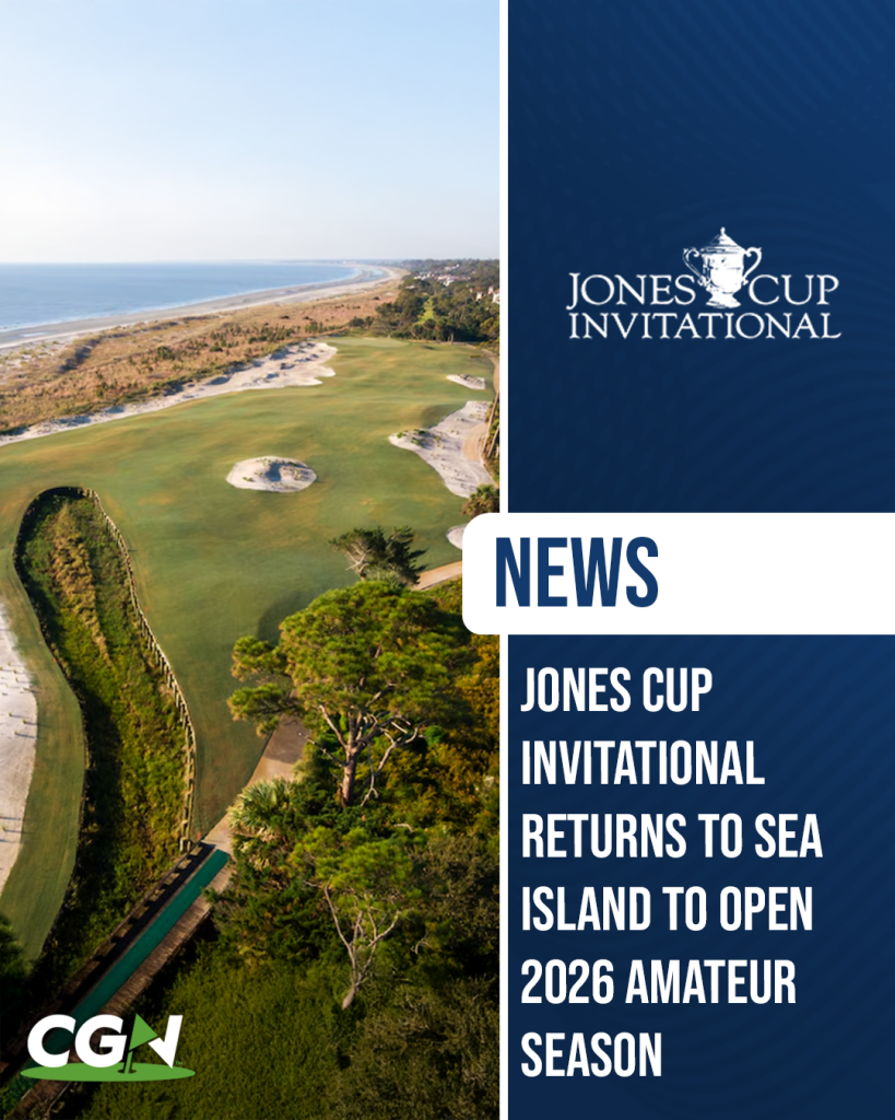 Aerial view of Sea Island Golf Club along the Georgia coastline as the Jones Cup Invitational returns to open the 2026 amateur golf season