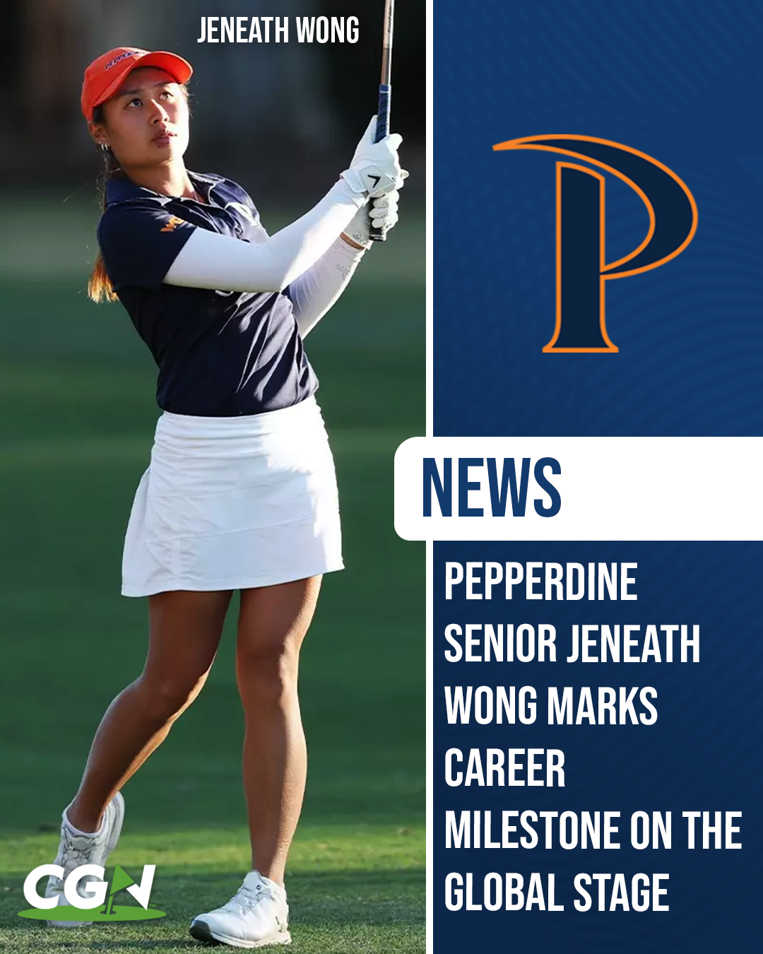 Pepperdine senior Jeneath Wong follows through on an iron shot during collegiate competition.