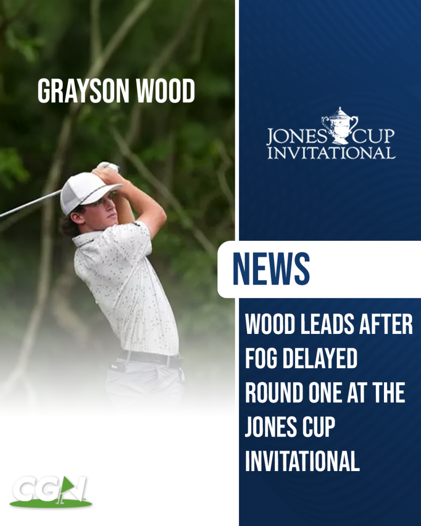 Grayson Wood of Georgia hits an iron shot during fog delayed round one of the Jones Cup Invitational at Ocean Forest Golf Club