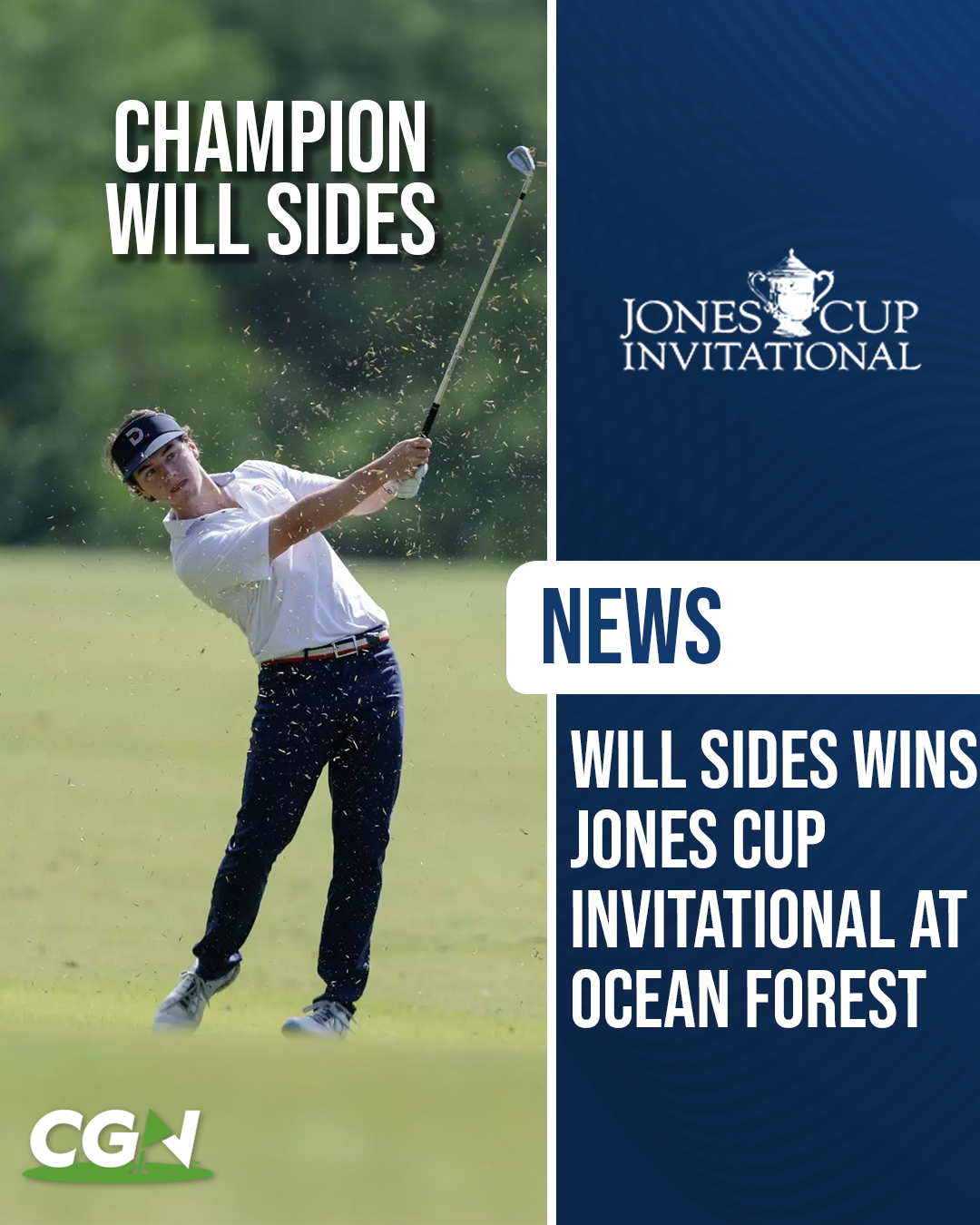 William Sides of SMU hits an approach shot during the final round of the Jones Cup Invitational at Ocean Forest Golf Club.