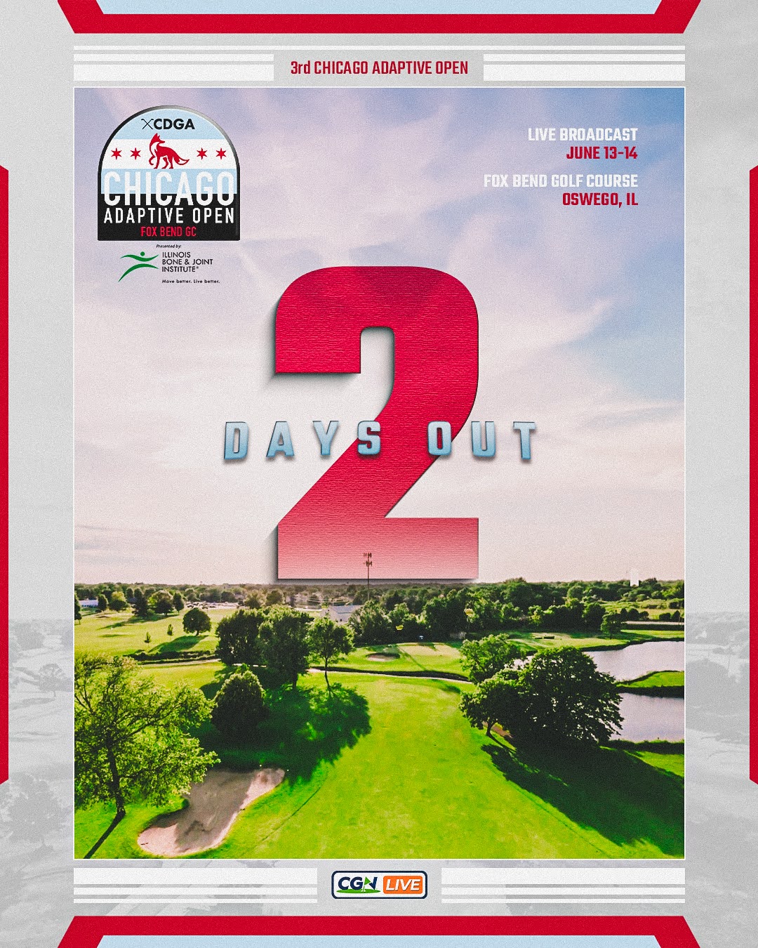 Promotional graphic for the 2026 Chicago Adaptive Open showing a large red number two with 
