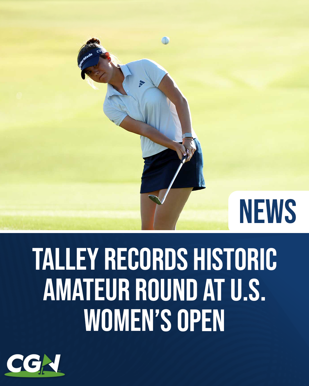 Asterisk Talley plays an approach shot during the 2026 U.S. Women's Open at Riviera Country Club, where she recorded the lowest weekend round ever by an amateur in championship history.