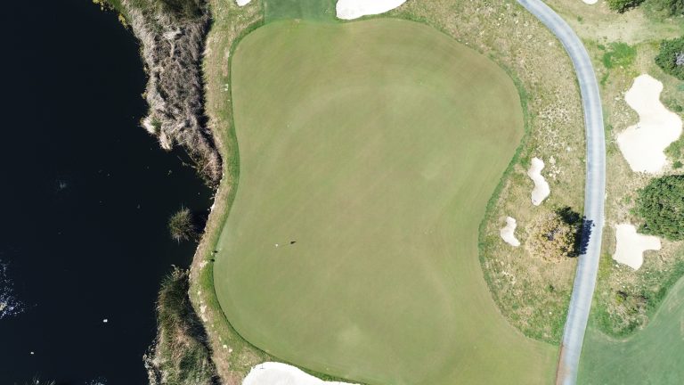 Drone aerial view of a green